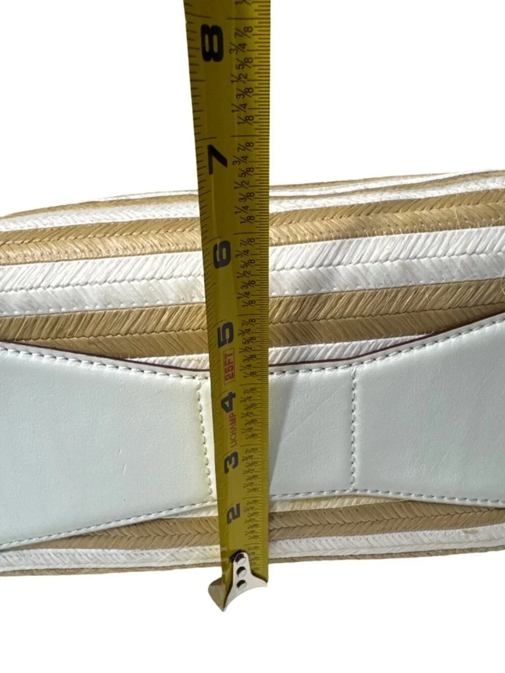 Kate Spade New York Catherine Street Pippa Handbag Striped Straw & White Leather